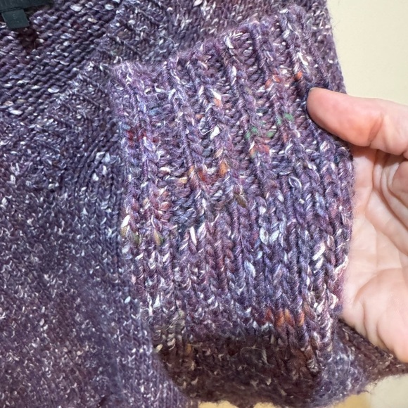 Intermix Purple Marled Baby Alpaca Merino Wool V-Neck Sweater sz Small - Picture 4 of 6